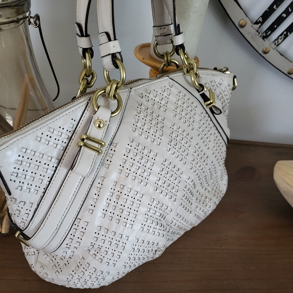 Coach Madison Sophia Satchel Bag in Perforated White/Bone Leather - Picture 4 of 9